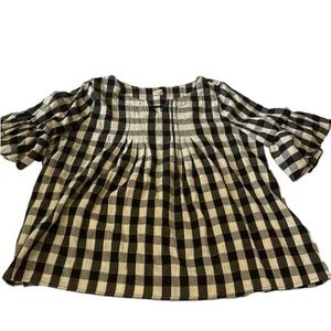 Buffalo Plaid Flutter Sleeve Top Size M